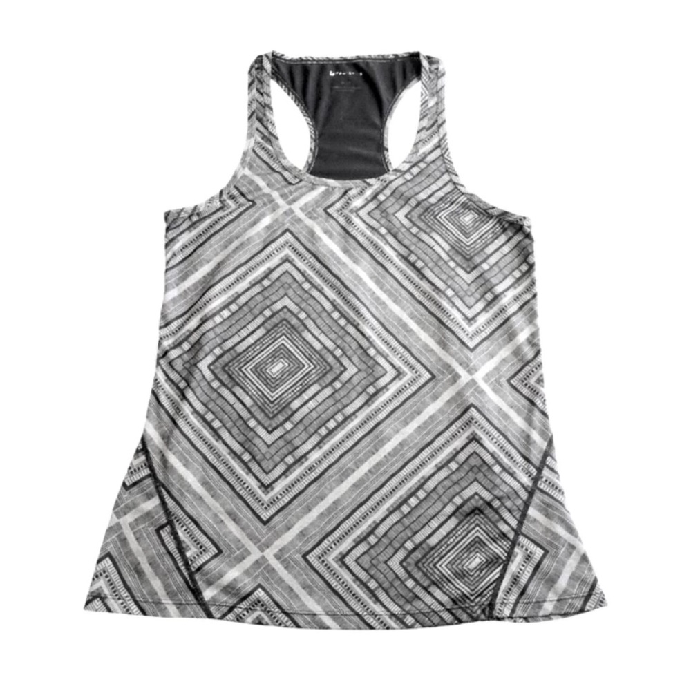 Fabletics Black & Gray Geometric Racerback Tank